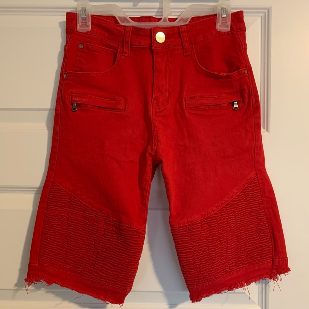 Men’s Red Denim Shorts